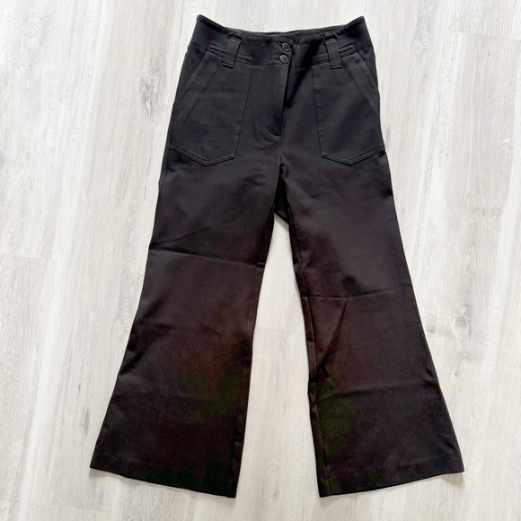 Maeve by Anthropologie The Junie Wide Leg Flare Black Pants Size 12 - Picture 2 of 15